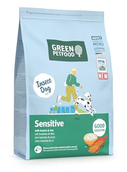 Green Petfood InsectDog Sensitive | 3 kg | Adult | Hundefutter trocken | Insekten ( Monoprotein ) & Reis | Premium Trockenfutter für ausgewachsene sensible Hunde | weizenfrei | German Quality