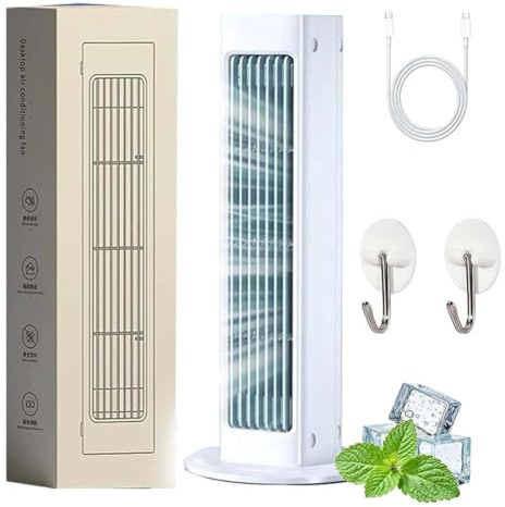 Breezamax - Qinux Breeza Max Fan Air Cooler, Air Breeze Klimaanlage Tragbarer Kühlventilator, Mobile Klimaanlage ohne Abluftschlauch, Leiser tragbarer Klimaanlagen-Lüfter (Weiß, USB-Stecker)