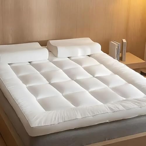 CareDeep Bed Mattress Topper Super King Size 10cm/4in Thick – Quilted Mattress Topper, Soft Anti-Allergy Microfibre Comfort, Breathable with Elastic Straps For Secure Fit