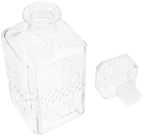 TOBBOMEY Carafe à Vin Verre Transparent Couvercle Distributeur Pour Liqueur Vodka Bouteille à Whisky Et Brandy