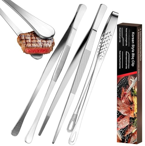 YADOBIG 3 Pièces Pince Cuisine 30cm x 2 et 28cm, Pince Cuisine Inox Professionnel, pour Cuisiner Griller et Cuire