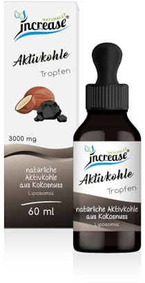 Liposomale Aktivkohle Tropfen hochdosiert - (90.000mg Aktivkohle pro Packung) 3000mg pro Tagesdosis - MCT Öl - Hohe Bioverfügbarkeit.