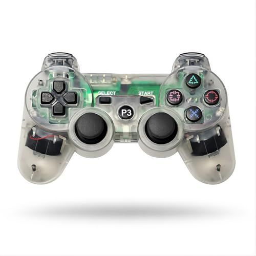 edgivet Mando Inalámbrico Compatible con PS3 y PC | Vibración y Joysticks de Precisión (Transparente)