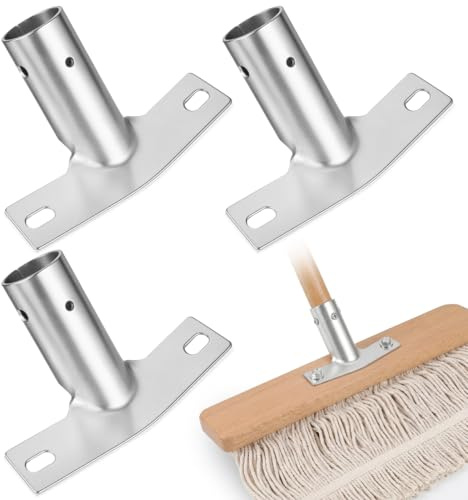 DIYEAH 3pcs Broom Handle Adapter Connector Metal Thread Tip Replacement Bracket for Floor Brush Handle Poles Household Cleaning Tool Accessory for Sweeping | Iron, Silver, 23.5 Mm, 2.5 Cm Pole, with Thread Tip Floor Handle Connecting Part for Pole Extension and Sweeping Brush Head