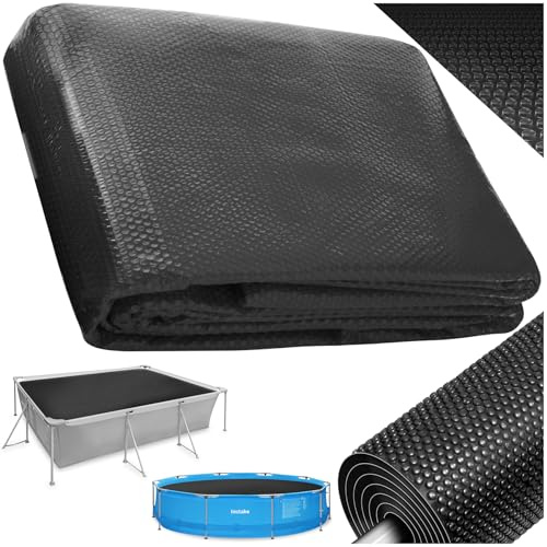 tectake® Lona Solar Piscina Desmontable, Cobertor Solar para Calentar Agua, Manta Termica Resistente, Cubierta Compacta para Piscina Hinchable - 160 x 260 cm Negro