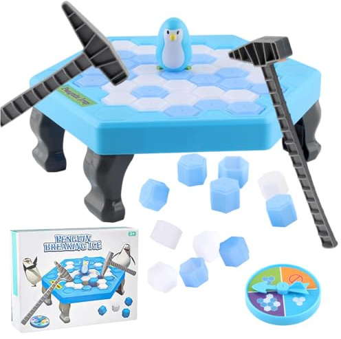 Jeu de société Pingouin, Sauvez Le Pingouin, Brise-Glace avec Marteau, Jeu de Blocs de Glace pour Enfants dès 3 Ans et Adultes, Amusant pour Toute la Famille, 2 à 4 Joueurs, Jeu de Chute de Pingouins