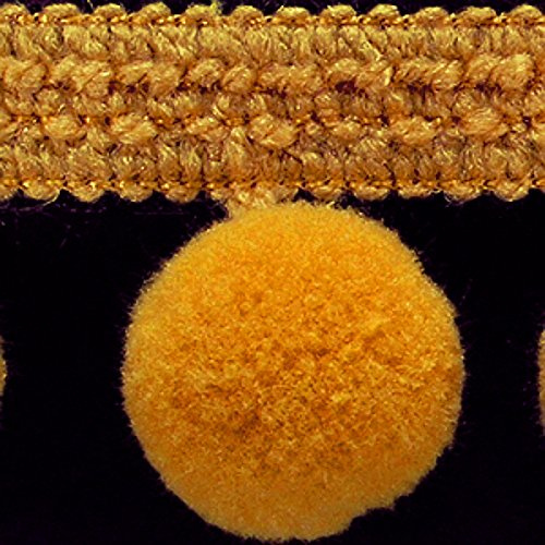 Mosel Avenue Art & Gobelin Studio (DE) ab 5m Bommelborte Breite 4cm Ø2cm Farbe Honiggelb Brokatborten Dekoborte Bordüre Fransen Brokat Spitze Barock