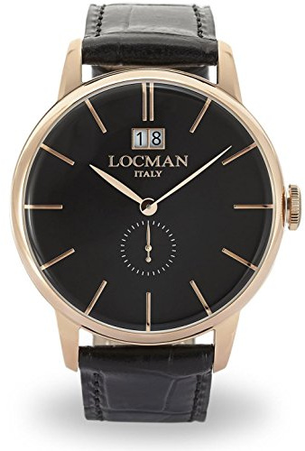 Locman 0252V09RGBKRGPK Analoge Quarzuhr für Herren mit Kautschukarmband, Armband