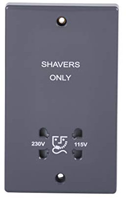 Schneider Electric Ultimate Part M - Shaver Socket, Dual Voltage, 115/230V, GU7090GY, Grey with White Insert