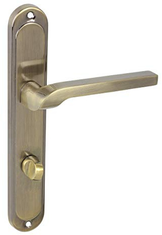 domino Türgriff NEMO M3 - Drückergarnitur WC/Bad Set 78 mm | L-Form Türklinke aus Aluminium in Bronze für Badezimmer & WC-Türen