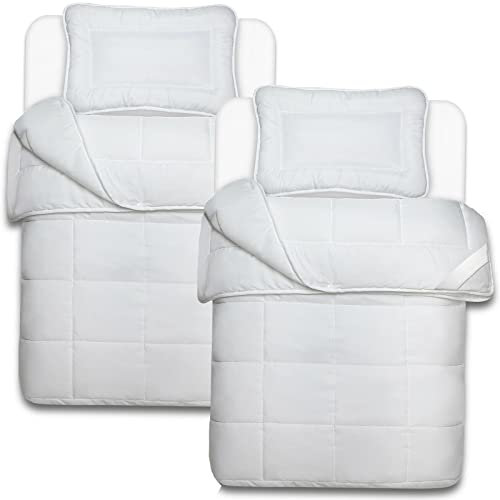 NYVI Kinderbettenset Junior AllYear 100x135 cm 4-TLG - 2X 4 Jahreszeitendecke 100x135 cm und 2X Kissen 40x60 cm - Kinder Bettdecken Set für das Ganze Jahr - Kuschelig & Samtweich - Oeko-Tex100
