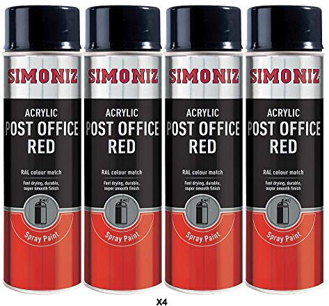 Simoniz Post Office Van Red Spray Paint - 4x 500ml