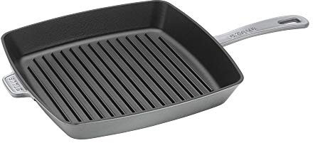 Staub Bistecchiera quadrata in ghisa da 30,5 cm, colore grigio grafite, prodotta in Francia