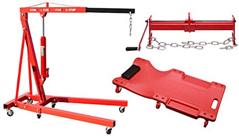 Herkules Werkzeuge Werkstattkran Kran 2000 kg + Balancierer Motorheber 450 KG + Rollbrett Montageliege