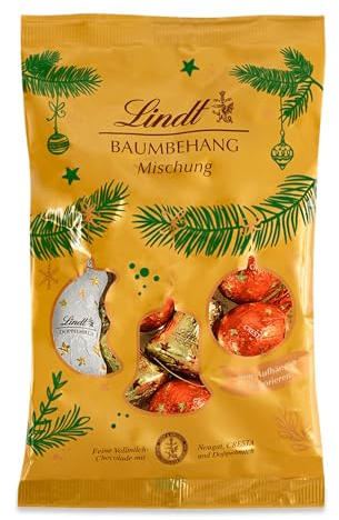 Lindt Schokolade weihnachtliche Mischung | 200 g Beutel | 4 köstliche Sorten: LINDOR, Nougat, Cresta und Marzipan mit feinster Vollmilchschokolade | Schokoladen-Geschenk zu Weihnachten