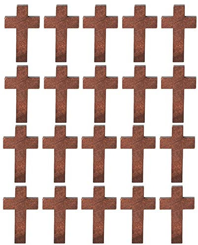 20pcs Holz Kreuz Anhänger Holy Jesus Cross Charms DIY Schmuck Projekte für katholische Christen(Kaffee)