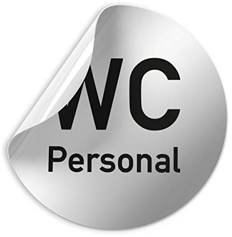 Folienschild Schild - Personal + WC - D = 100 mm PVC Silber - Robuste kratzfeste Folie - UV beständig - Perfekt für Glastüren und alle glatten Flächen