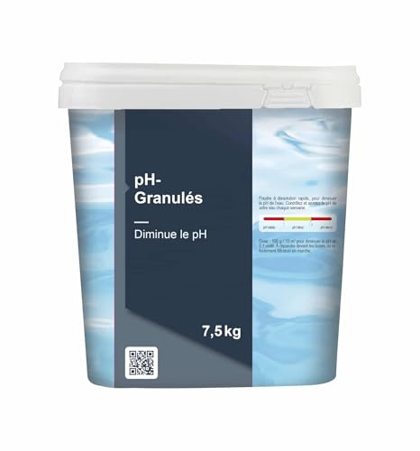 Aqualux - pH Moins Piscine - Méga Seau 7,5 kg - Baisse Le pH - Granulés - PH- - Equilibre l'eau - Gamme Traitement Piscine Essentiel