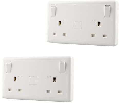 WK Electrical - Double Switched Converter Power Socket, White Moulded, 13 Amp (Pack of 2)