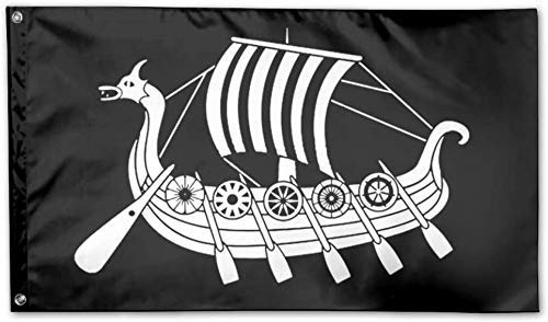 Hdadwy Viking Ship Garden Flagge 3 x 5 Flagge für dekorative Banner im Freien Schwarz, Viking Ship, One Size