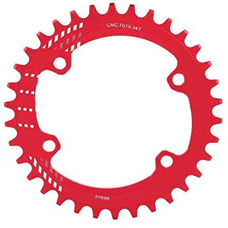 EVTSCAN Plato de Bicicleta, Plato BCD de 96 MM, Anillo de Cadena Simple Ovalado Redondo Ancho Estrecho para Bicicleta MTB para Shimano M6000 M7000 M8000(34T-Rojo)