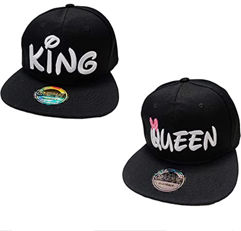 J26 Prince & Princess Brother & Sister Snapback Kinder Kids Set USA Cap Kappe Basecap Mütze Trucker Cappy Kult Partner Look Geschwister (King & Queen Schwarz Set)