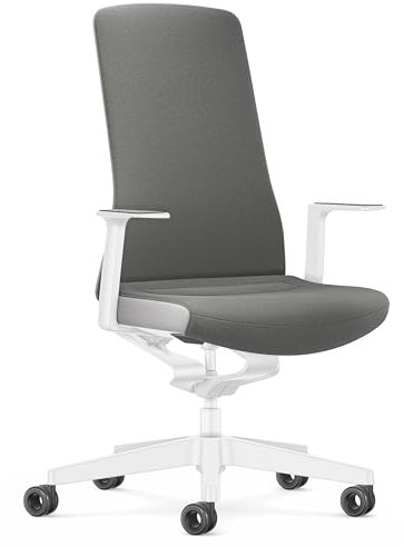 Interstuhl Bürostuhl Pure Interior Edition - Der Schreibtischstuhl der Sich an Gewicht und Bewegung anpasst - ergonomische Smart-Spring Technologie - Made in Germany (1D-Armlehne, Grau | Weiß)