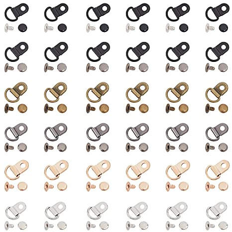 PandaHall Schnürsenkelhaken, 60 Sets 6 Farben Metall-Spitzenhaken Befestigungsclips Beschläge D-Ring Ösenschnallen Mit Nieten Für Wanderschuhe Reparatur Lederstiefelschuhe