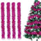 Ghirlanda Albero di Natale, 4PCS Festoni Natalizi, 2M Festoni Albero di Natale, Ghirlanda Orpelli Natalizia, Ghirlanda Natalizia per Albero Natalizie Decorazioni Casa Interno Esterni (rosa rosso)