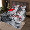Weiße Schlange Bettdecke 220x240cm,Red Rose Flowers Blumen Bett/Sofabezug 3 Stück für Mädchen Teens,Reptile Animal Board Steppdecke Set mit 2 Kissenbezügen,Weiches Polyester