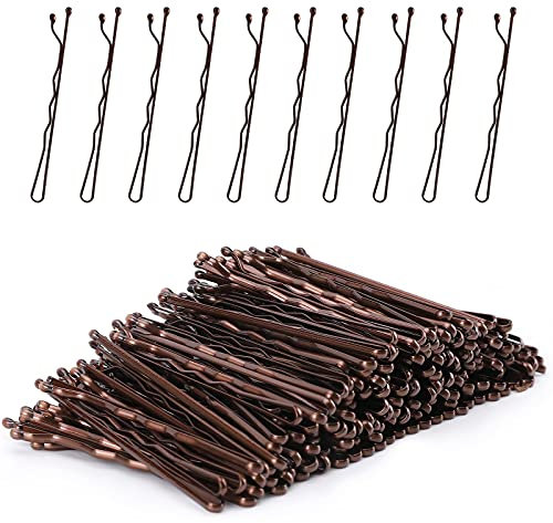 Laicky Épingles à cheveux, 200 épingles à cheveux brunes Épingles à cheveux avec boîte pour Femmes Dame Filles Enfants Pince à cheveux vague invisible Barrette Pince à cheveux