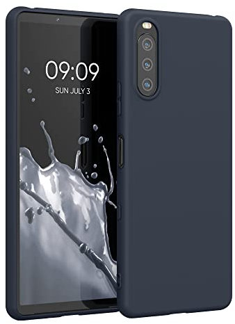 kwmobile Case Compatible with Sony Xperia 10 III Case - Soft Slim Protective TPU Silicone Cover - Blueberry