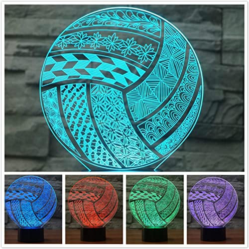 Jinson well 3D Volleyball Lampe optische Illusion led licht Nachtlicht 7 Farbwechsel Touch Switch Tisch Schreibtisch Dekoration Lampen mit Acryl Flat ABS Base USB Kabel Spielzeug