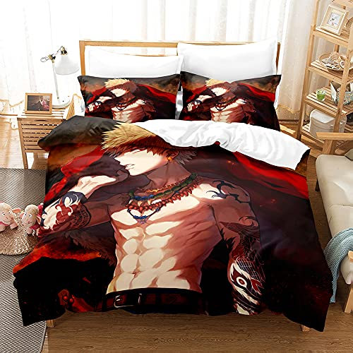 My Hero Academia Bakugou Katsuki Anime Bettwäsche-Sets Cartoon 3D-gedrucktes Polyestergewebe 1 Bettbezug + 1/2 Kissenbezüge (keine Bettdecke)