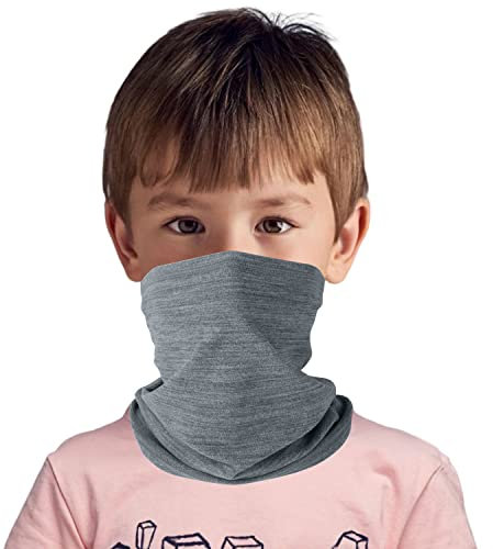 HEGCOIIE Winter Neck Warmer Snoods for Kids,Fleece Windproof Neck Gaiter Face Covering Mask Multifunctional Neck Scarf for Boys and Girls Outdoor Sports (Grey)