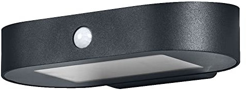LEDVANCE ENDURA Style Kleine Oval Solar-Wandleuchte, warmweißes Licht (3000K), integrierter Sensor, ohne Strom nutzbar, lange Laufzeit: 30 Mal 60 Sekunden im PIR Modus, Schutzklasse IP44, schwarz