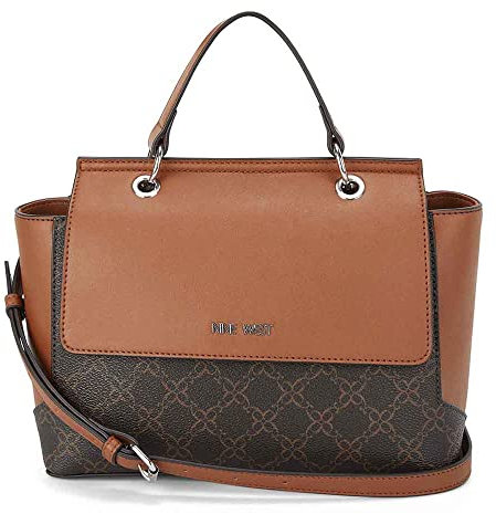 Nine West Hewes Schultertasche mit Tragegriff, Braunes Logo, Einheitsgröße
