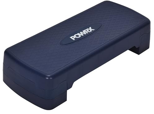 POWRX Aerobic Steppbrett Fitnessgeräte für Zuhause - Step Aerobic Brett mit Rutschfester Matte - Fitness Geräte Zuhause Höhenverstellbarer Stepper - Marineblau