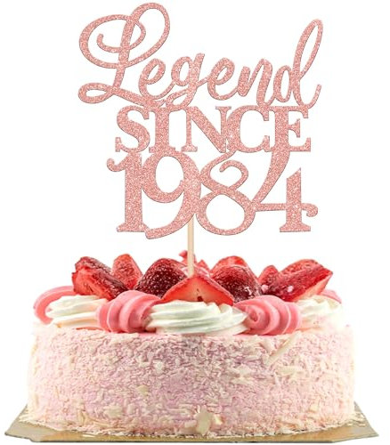 Xsstarmi 1 Pack Glitter Legend Since 1983 Cake Topper Forty Cheers to 40 Years Old Cake Pick for Funny 40 Happy 40th Birthday Wedding Anniversary Party Kuchen Dekorationen Rose Gold