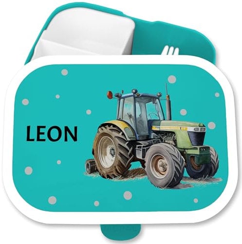 Brotdose Campus für Mepal - Brotbox Trecker Lunchbox Traktor Kinder I Schlepper Vesperbox Bulldog - 750 ml - Türkis - schulkind vesperdose kindergarten bagger traktorfans träcker