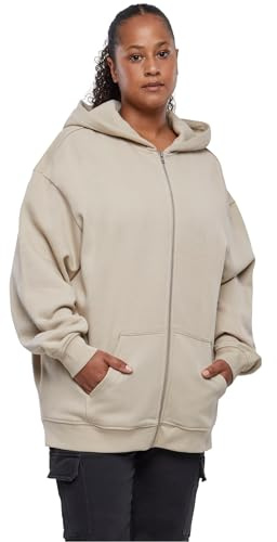 Urban Classics Women's Ladies Oversized Zip Hoody Hooded Sweatshirt, Wetsand, XS