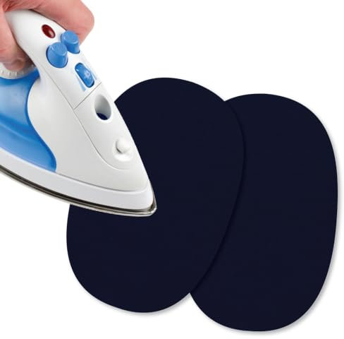 USIT, 2 Piezas Mini Parches de Jersey Termoadhesivos para Ropa, 13x9 cm, Ideales para Reparar Chándales, Camisetas y Pantalones Deportivos, Azul Oscuro