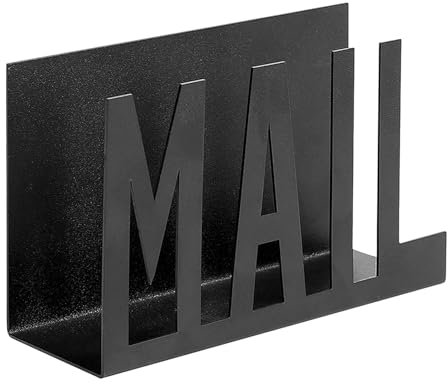Schwarzer Briefhalter, Schreibtisch-Organizer, großes Fassungsvermögen, Dokumenten-Organisationsregal, Metallausschnitt, Briefregal mit Aussparung und offenem Design