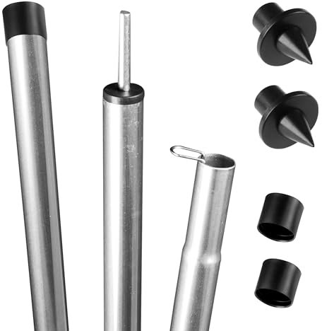 Stahl Zeltstange - mit Spitze - Teleskopstange 170-260 cm - Aufstellstange Ø22-19mm | Tarpstange - Sonnensegel