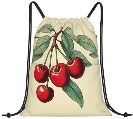 Stilvoller Kordelzugbeutel für Damen, schwarz-weiß gestreift, für Outdoor-Sportarten und Reisen, Schöne süße rote Kirsche, Einheitsgröße