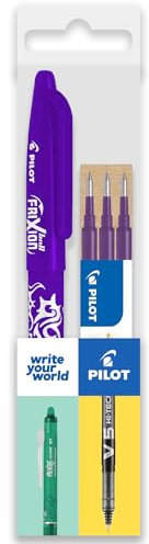 Pilot Frixion FR7 - Penna a sfera cancellabile a calore/attrito, tratto medio, punta da 0,7 mm, confezione da 1 penna + 3 ricariche (viola)