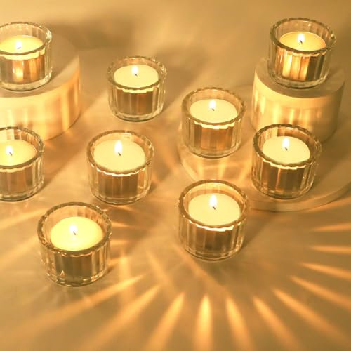 Avmvnvc 12 Mini Porte Bougeoir,Photophore Bougeoir en Verre 5cmx3.5cm Bougie Transparent,Photophore Chandelier,Bougie Chauffe Plat pour Décoration Maison,Fête,Décoration Centre de Table,Mariage,Dîner
