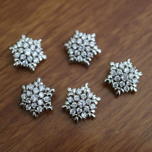 G-RUI 5 Stück Luxus-Kristallknöpfe für Kleidung, Zirkonia, Metallschaft, Knöpfe für Mantel, dekorative Zirkonia-Nähknöpfe für Hemden (K-208) (Silber)