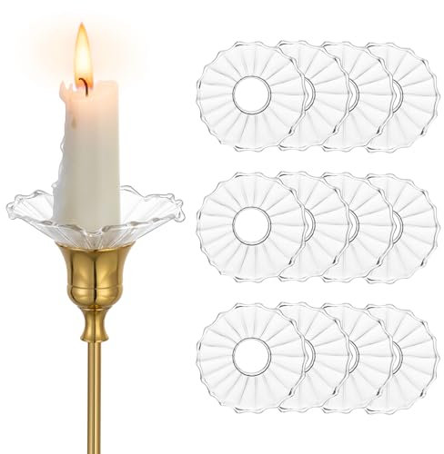 Hewory Attrape-Gouttes pour Bougies Anti-Gouttes en Verre : 12 pièces Vintage Anti-Gouttes en Verre pour Bougies en bâtonnets Chandeliers en bâtonnets (2,3 cm)