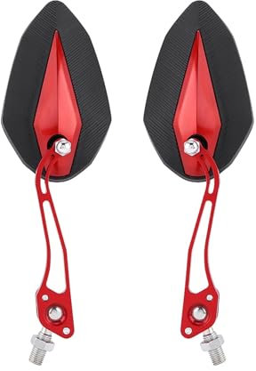 Lenkerendenspiegel Paar 8mm 10mm Universal Motorrad Roller Motorrad Rückspiegel Rückansicht Seitenspiegel Rot Motorrad Rückspiegel(Rot)